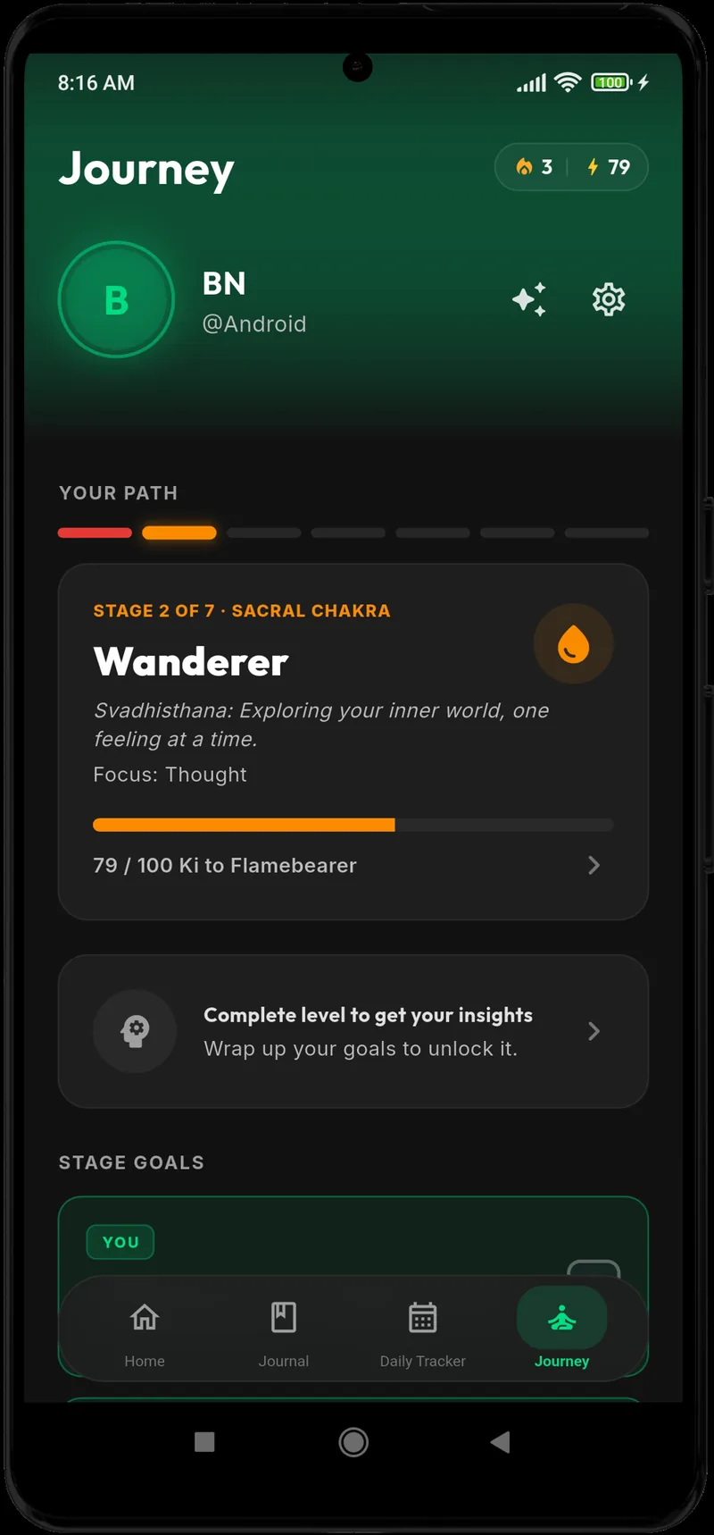 Journey stages